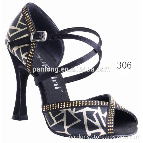 new leather with flower and satin ladies latin salsa tango dance shoes